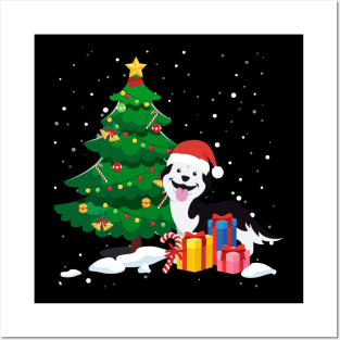 Santa Husky Christmas Lights Shirt Xmas Gift Posters and Art